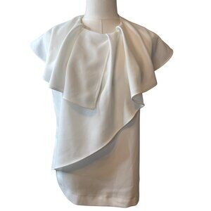 2/$30 Zara Basic Small Bright White Ruffle Layered Blouse Top